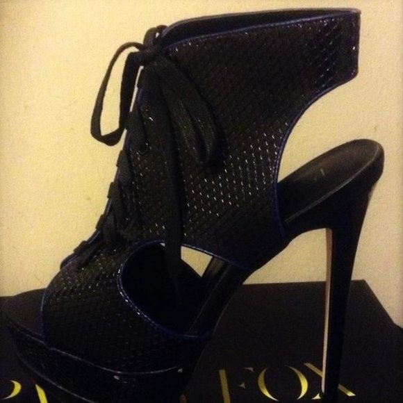 Paper Fox Lace Up Snakeskin Ankle Boots - Picture 3 of 4